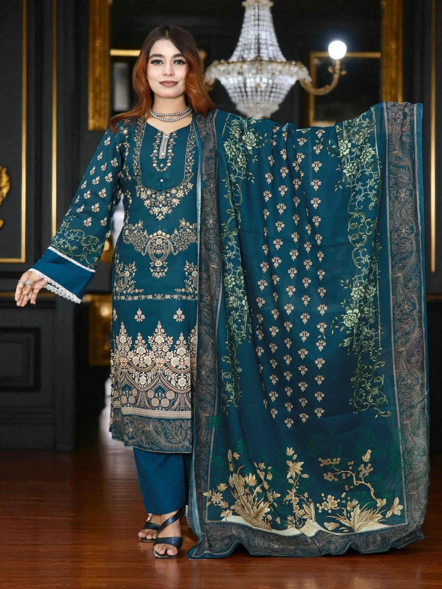 আনরেডি ZAMZAM 408 SEA GREEN COTTON LAWN
